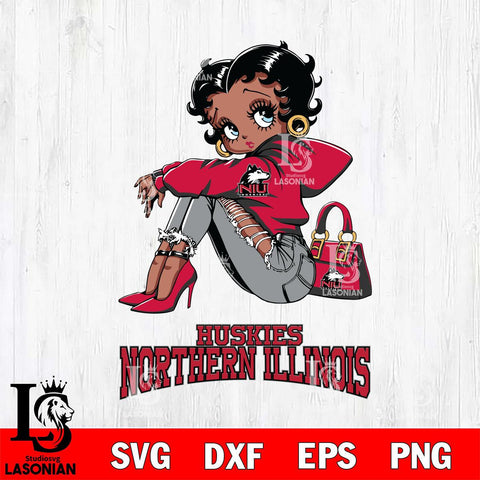Northern Illinois Huskies Betty Boop Black Fan Girl Svg Eps Dxf Png File, Digital Download, Instant Download