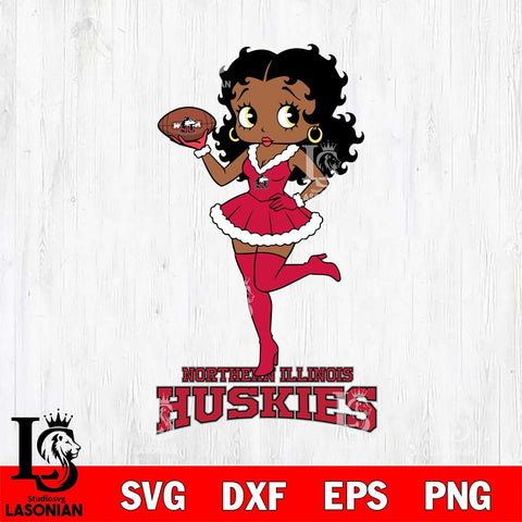 Northern Illinois Huskies Betty Boop Christmas Rugby File Cut, NCAA SVG DXF EPS PNG PDF File, Digital Download , Criucut , Silhouette