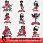 Northern Illinois Huskies Black Fan Girl Betty Boop Bundle 9, Svg Eps Dxf Png File, Digital Download
