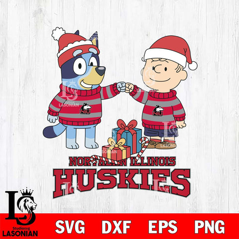 Northern Illinois Huskies Bluey With Charlie Brown Christmas File Cut, NCAA SVG DXF EPS PNG FILE, Digital Download,Instant Download, Silhouette