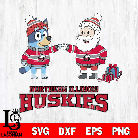 Northern Illinois Huskies Bluey With Satan Christmas File Cut, NCAA SVG DXF EPS PNG FILE, Digital Download,Instant Download, Silhouette