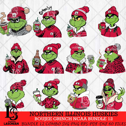 Northern Illinois Huskies Boujee Grinch NCAA Bundle 12 SVG Eps Dxf Png File, Digital Download, Instant Download