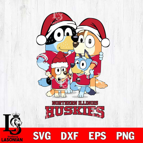Northern Illinois Huskies Christmas Bluey Family Sport Cut Files,Bluey Cricut,Christmas Svg , Bluey svg , Digital Download, dxf eps png pdf file
