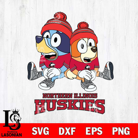 Northern Illinois Huskies Christmas Bluey & Bingo Sit Cut Files,Bluey Cricut,Christmas Svg , Bluey svg , Digital Download, dxf eps png pdf file