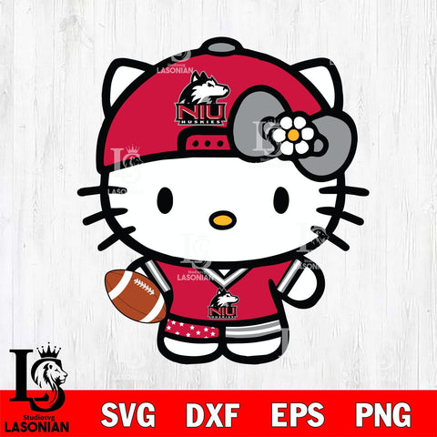 Northern Illinois Huskies Cute Hello Kitty Football 10 Svg Eps Dxf Png File, NCAA svg, Digital Download, Instant Download