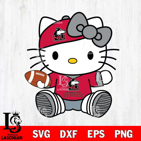 Northern Illinois Huskies Cute Hello Kitty Football 11 Svg Eps Dxf Png File, NCAA svg, Digital Download, Instant Download