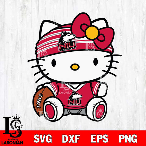 Northern Illinois Huskies Cute Hello Kitty Football 12 Svg Eps Dxf Png File, NCAA svg, Digital Download, Instant Download