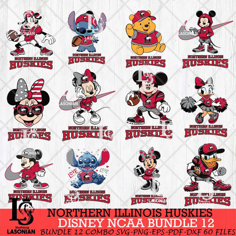 Northern Illinois Huskies Disney NCAA Bundle Svg PNG 12 Svg Eps Dxf Png File, Digital Download