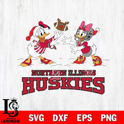 Northern Illinois Huskies Donald Duck & Daisy Duck Football Cricut,Christmas SVG DXF EPS PNG FILE, NCAA Digital Download,Instant Download, Silhouette