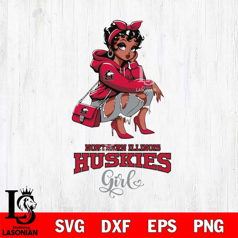 Northern Illinois Huskies Fashion Black Fan Girl Betty Boop, Svg Eps Dxf Png File, Digital Download