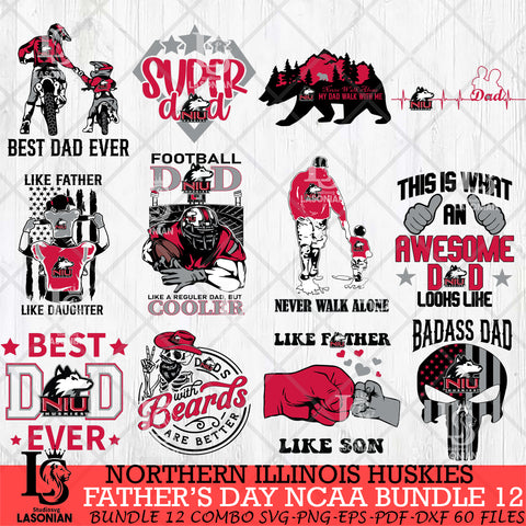 Northern Illinois Huskies Fathers Day NCAA Bundle 12 Svg Eps Dxf Png File, Digital Download, Instant Download