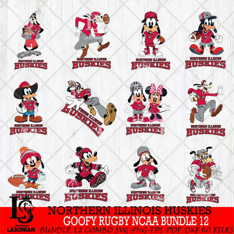 Northern Illinois Huskies Goofy Rugby Disney NCAA Bundle 12 SVG DXF EPS PNG FILE,NCAA bundle svg ,Football Digital Download,Instant Download, Silhouette