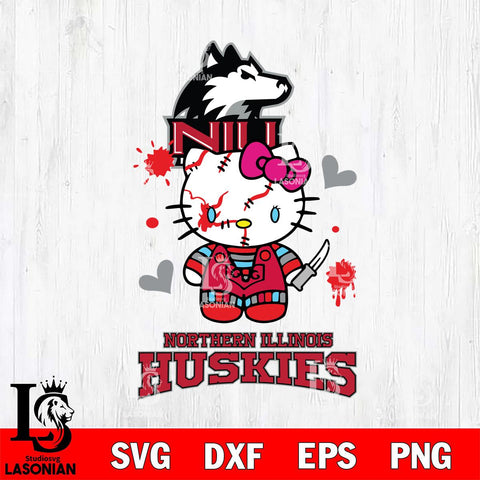 Northern Illinois Huskies Hello Kitty Horror 2 Svg Eps Dxf Png File, Digital Download