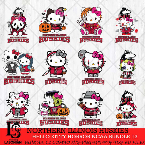 Northern Illinois Huskies Hello Kitty Horror NCAA Bundle 12 SVG Svg Eps Dxf Png File, Digital Download