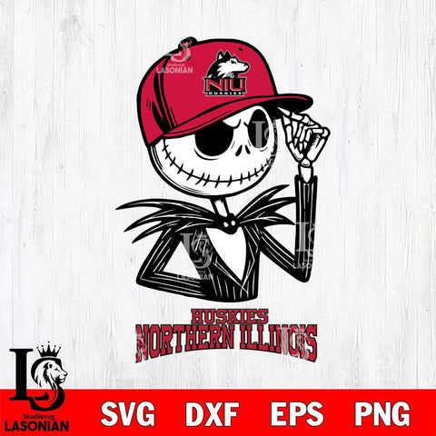 Northern Illinois Huskies Jack Skellington 3 Halloween Svg Eps Dxf Png File, NCAA svg, Digital Download, Instant Download