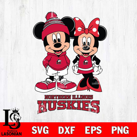 Northern Illinois Huskies Mickey Minnie Mouse Cute Football Svg Eps Dxf Png File, NCAA svg , File Cut , Digital Download , Instant Download, Cut Svg Files