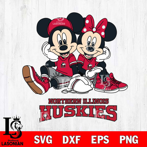 Northern Illinois Huskies Mickey Minnie Mouse Football Sit Svg Eps Dxf Png File, NCAA svg , File Cut , Digital Download , Instant Download, Cut Svg Files