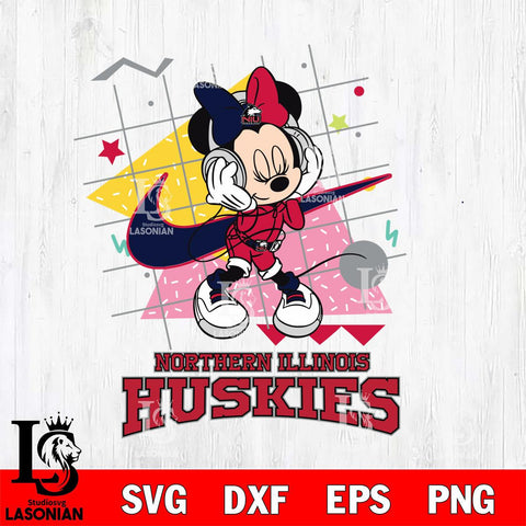 Northern Illinois Huskies Minnie Mouse Dancing SVG DXF EPS PNG FILE, NCAA File Cut,Digital Download,Instant Download
