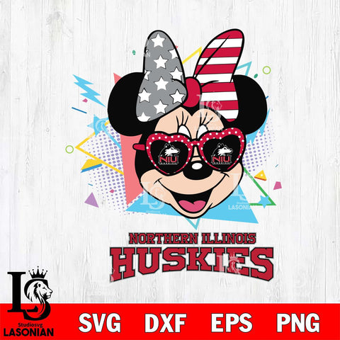 Northern Illinois Huskies Minnie Mouse Love Sport SVG DXF EPS PNG FILE, NCAA File Cut,Digital Download,Instant Download