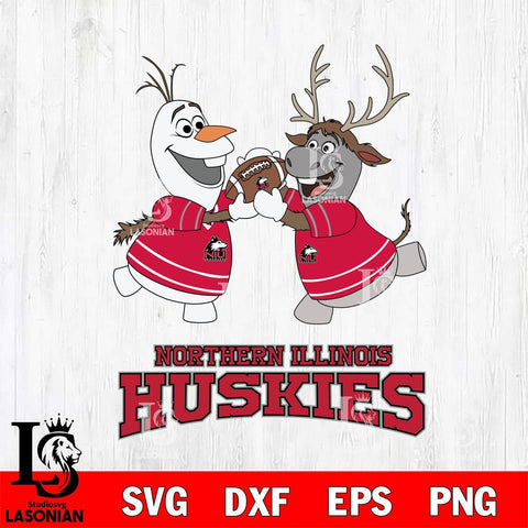 Northern Illinois Huskies Olaf & Sven Football Cricut,Christmas SVG DXF EPS PNG FILE, NCAA Digital Download,Instant Download, Silhouette