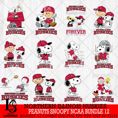 Northern Illinois Huskies Peanuts Snoopy Player NCAA Bundle 12 SVG DXF EPS PNG FILE,Snoopy File Cut, bundle NCAA Digital Download,Instant Download, Silhouette