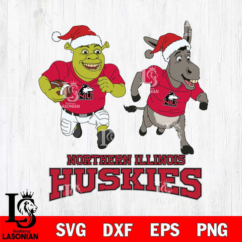 Northern Illinois Huskies Shrek and Donkey Football Cricut,Christmas SVG DXF EPS PNG FILE, NCAA Digital Download,Instant Download, Silhouette