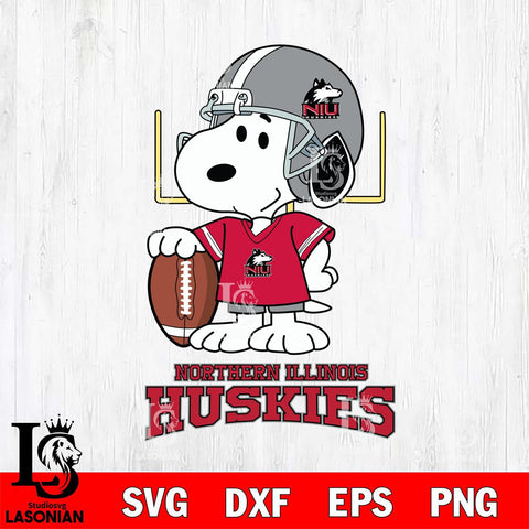Northern Illinois Huskies Snoopy Player Football SVG DXF EPS PNG FILE,Snoopy File Cut, NCAA Digital Download,Instant Download,Christmas Silhouette