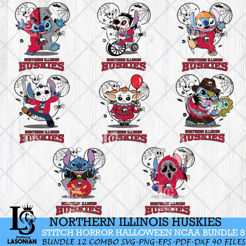 Northern Illinois Huskies Stitch Horror Halloween Bundle NCAA Svg Eps Dxf Png File, Digital Download, Instant Download