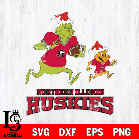 Northern Illinois Huskies The Grinch & Max Football Cricut,Christmas SVG DXF EPS PNG FILE, NCAA Digital Download,Instant Download, Silhouette