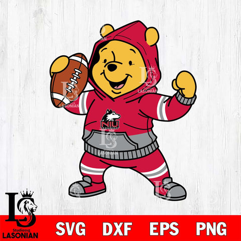 Northern Illinois Huskies Winnie The Pooh Disney Football Christmas File Cut, NCAA SVG DXF EPS PNG FILE, Digital Download , Criucut , Silhouette