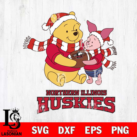 Northern Illinois Huskies Winnie the Pooh & Piglet Football Cricut,Christmas SVG DXF EPS PNG FILE, NCAA Digital Download,Instant Download, Silhouette