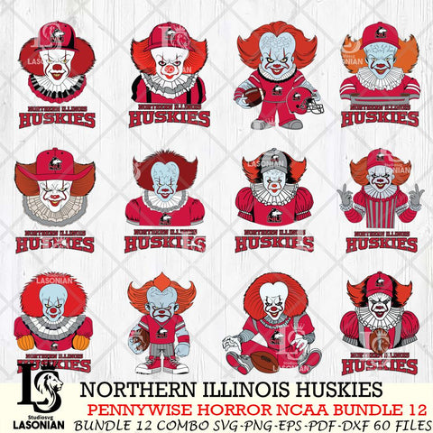 Northern Illinois Huskies  Pennywise Horror NCAA Bundle 12 SVG Svg Eps Dxf Png File, Digital Download