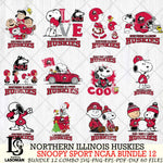 Northern Illinois Huskies  Snoopy NCAA Bundle 12 SVG Svg Eps Dxf Png File, Digital Download