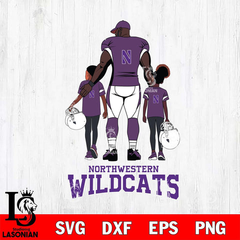 Northwestern Wildcats 3 Father and son Rugby SVG DXF EPS PNG FILE,NCAA SVG, Father day Digital Download,Instant Download, Silhouette