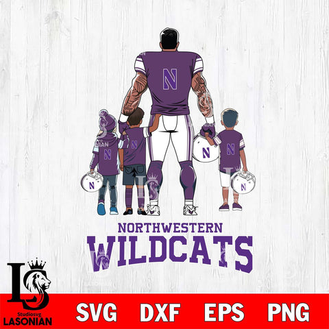 Northwestern Wildcats 4 Father and son Rugby SVG DXF EPS PNG FILE,NCAA SVG, Father day Digital Download,Instant Download, Silhouette