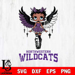 Northwestern Wildcats Anglel Black Fan Girl Betty Boop, Svg Eps Dxf Png File, Digital Download