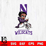 Northwestern Wildcats Beauty Black Fan Girl Football, Svg Eps Dxf Png File, Digital Download