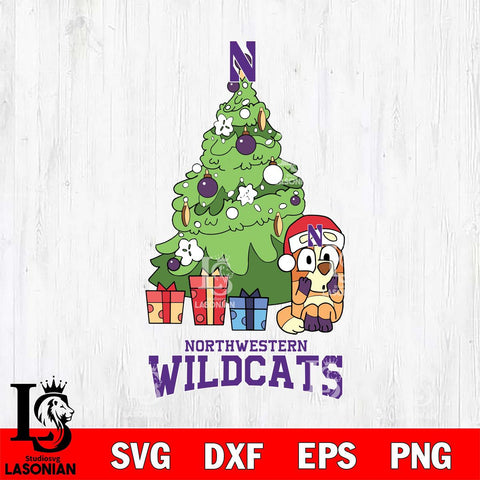 Northwestern Wildcats Bluey Chilli Christmas Tree Svg Eps Dxf Png File, Digital Download