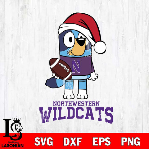 Northwestern Wildcats Bluey Christmas Svg Eps Dxf Png File, Digital Download