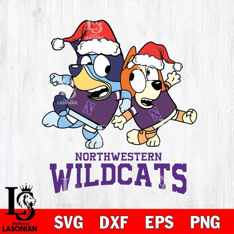 Northwestern Wildcats Bluey Christmas Holiday Svg Eps Dxf Png File, Digital Download