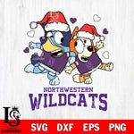Northwestern Wildcats Bluey Christmas NFL Svg Eps Dxf Png File, Digital Download