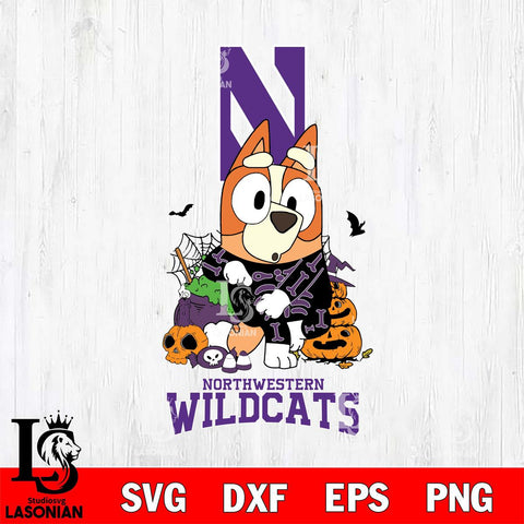 Northwestern Wildcats Bluey Halloween NCAA Svg Eps Dxf Png File, Digital Download, Instant Download