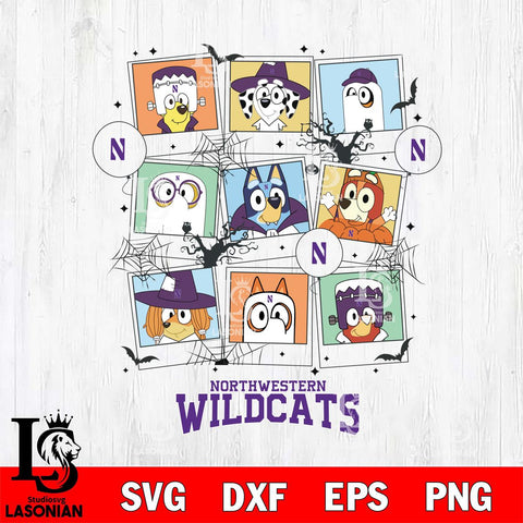 Northwestern Wildcats Bluey Halloween Sport Svg Eps Dxf Png File, Digital Download, Instant Download