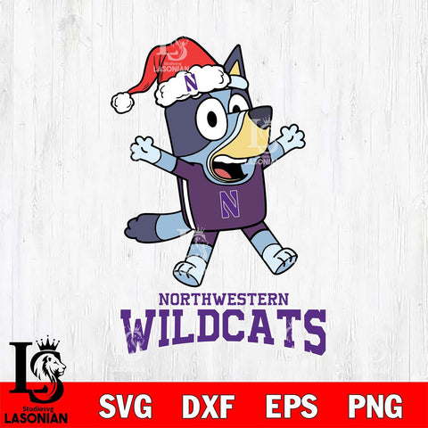 Northwestern Wildcats Bluey Happy Christmas Svg Eps Dxf Png File, Digital Download