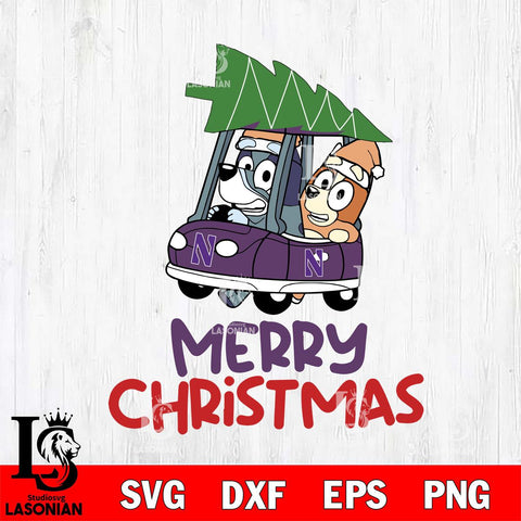 Northwestern Wildcats Bluey Merry Christmas Svg Eps Dxf Png File, Digital Download