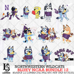 Northwestern Wildcats Bluey NCAA Bundle 12 Svg Eps Dxf Png File, Digital Download, Instant Download