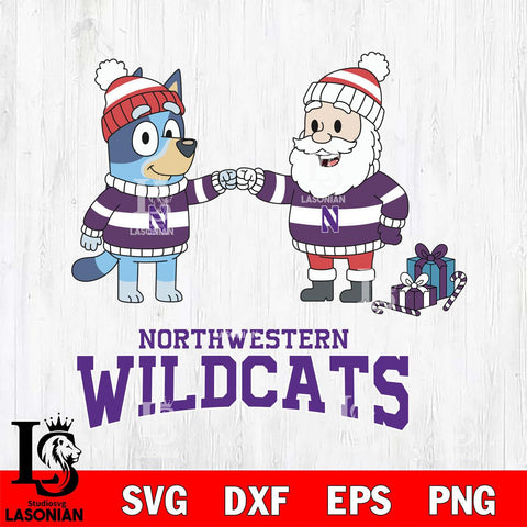 Northwestern Wildcats Bluey With Satan Christmas File Cut, NCAA SVG DXF EPS PNG FILE, Digital Download,Instant Download, Silhouette