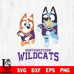 Northwestern Wildcats Bluey with Chilli Dance Svg Eps Dxf Png File, Digital Download, Instant Download