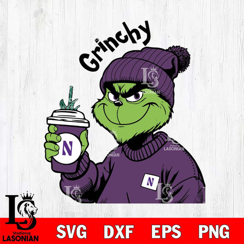 Northwestern Wildcats Boujee Grinch 10 Svg Eps Dxf Png File, Digital Download, Instant Download