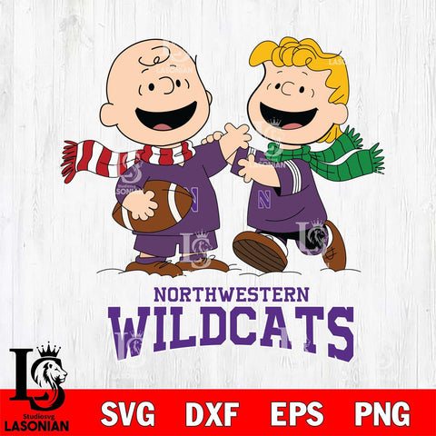 Northwestern Wildcats Charlie Brown & Linus Football Cricut,Christmas SVG DXF EPS PNG FILE, NCAA Digital Download,Instant Download, Silhouette
